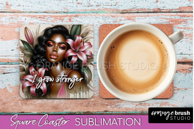 Affirmation Coaster Sublimation - Square Coaster PNG Design