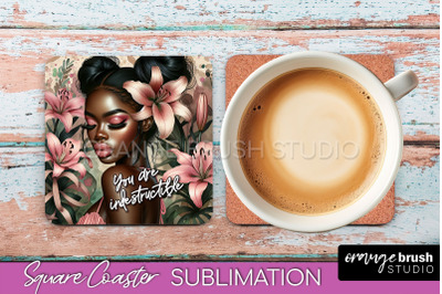 Affirmation Coaster Sublimation - Square Coaster PNG Design