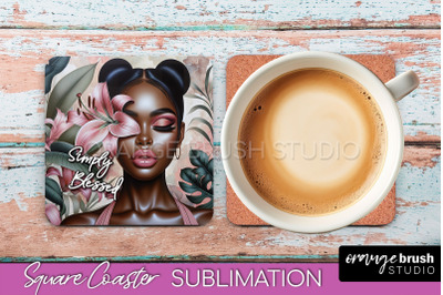 Affirmation Coaster Sublimation - Square Coaster PNG Design