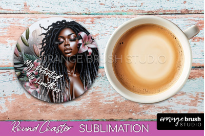 Affirmation Coaster Sublimation - Round Coaster PNG Design