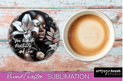 Affirmation Coaster Sublimation - Round Coaster PNG Design