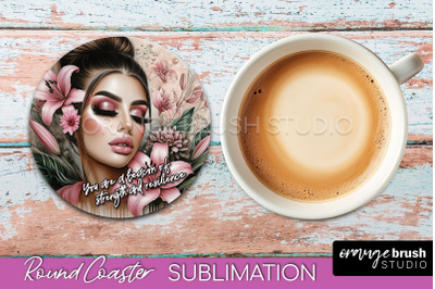 Affirmation Coaster Sublimation - Round Coaster PNG Design