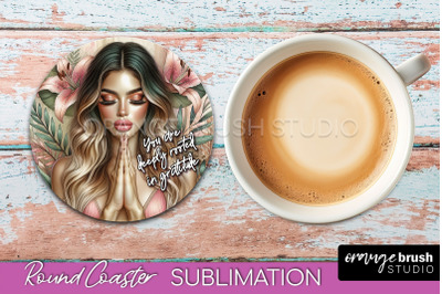 Affirmation Coaster Sublimation - Round Coaster PNG Design