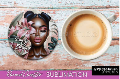 Affirmation Coaster Sublimation - Round Coaster PNG Design