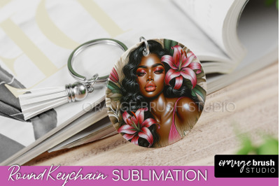 Floral Girl Keychain PNG - Flowers Keychain Sublimation