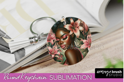 Floral Girl Keychain PNG - Flowers Keychain Sublimation