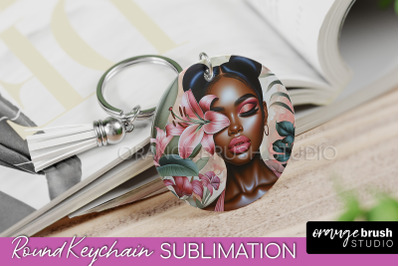 Floral Girl Keychain PNG - Flowers Keychain Sublimation