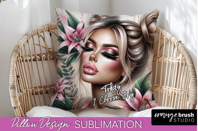 Daily Affirmations Pillow Cover, Floral Pillow Sublimation