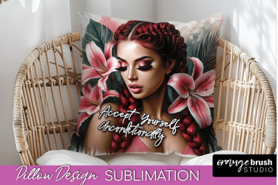 Daily Affirmations Pillow Cover, Floral Pillow Sublimation