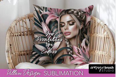 Daily Affirmations Pillow Cover, Floral Pillow Sublimation