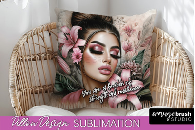 Daily Affirmations Pillow Cover, Floral Pillow Sublimation