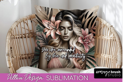 Daily Affirmations Pillow Cover, Floral Pillow Sublimation