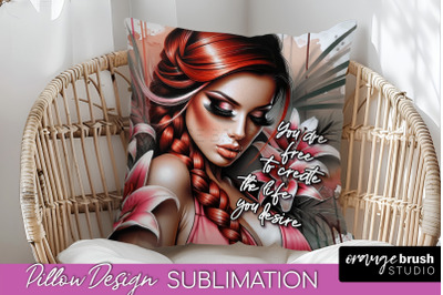 Daily Affirmations Pillow Cover, Floral Pillow Sublimation