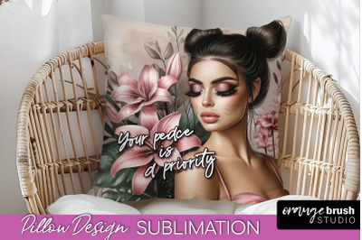 Daily Affirmations Pillow Cover, Floral Pillow Sublimation