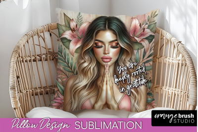 Daily Affirmations Pillow Cover, Floral Pillow Sublimation