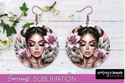 Floral Girl Earrings PNG - Summer Earrings Sublimation