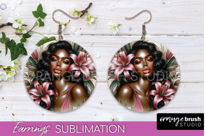 Floral Girl Earrings PNG - Summer Earrings Sublimation