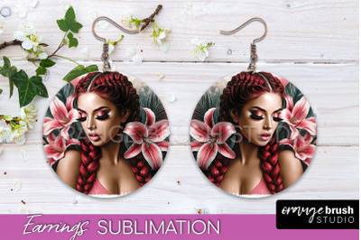 Floral Girl Earrings PNG - Summer Earrings Sublimation