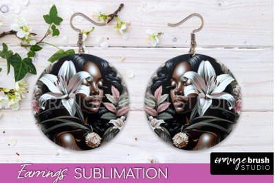 Floral Girl Earrings PNG - Summer Earrings Sublimation