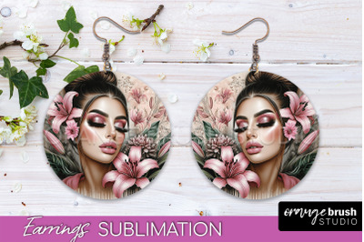 Floral Girl Earrings PNG - Summer Earrings Sublimation