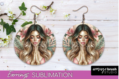 Floral Girl Earrings PNG - Summer Earrings Sublimation