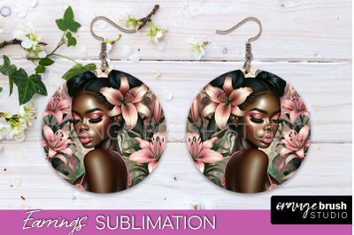 Floral Girl Earrings PNG - Summer Earrings Sublimation