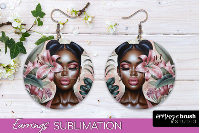 Floral Girl Earrings PNG - Summer Earrings Sublimation