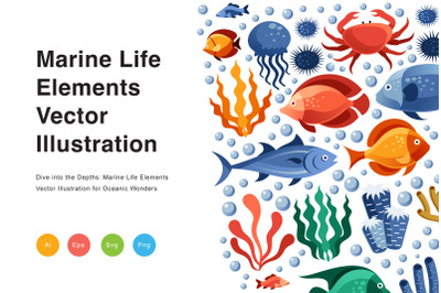 Marine Life Elements Vector Illustration