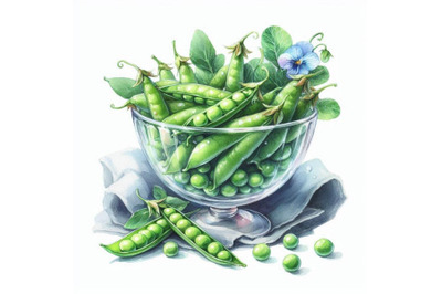 Fresh pea in glass bowl