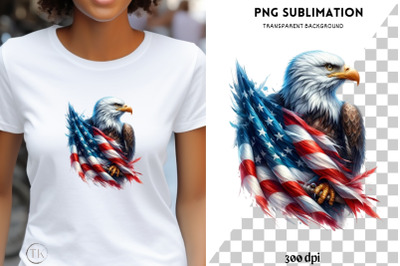 Patriotic Eagle Sublimation Design, 4th of July Digital Art