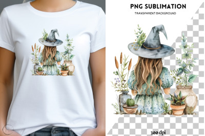 Gardening Witch PNG, Digital Prints, Mystical Artwork, Plant Lover Des