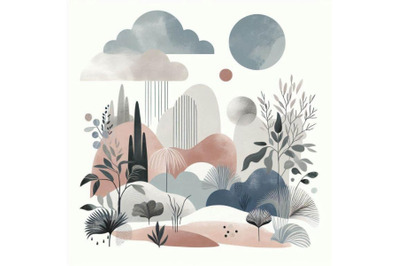 A bundle of Trendy minimalist landscape a