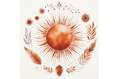 A bundle of Burnt orange Sun print boho mini