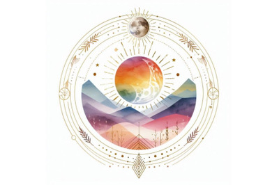 A bundle of Sun  moon print boho minimalist