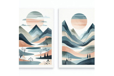 A bundle of Mountain abstract poster. Geome