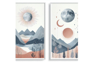 A bundle of Abstract landscape posters. Con