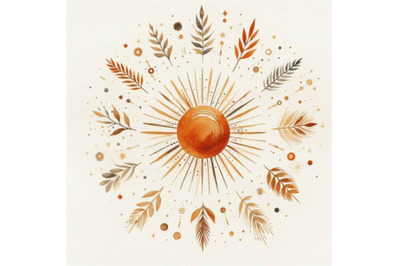 A bundle of Orange Sun print boho minimalis