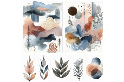 A bundle of Trendy set of abstract creative m