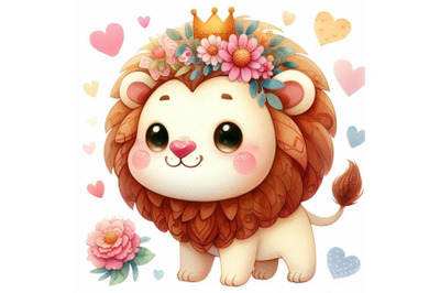 A bundle of Cute lion cartoon