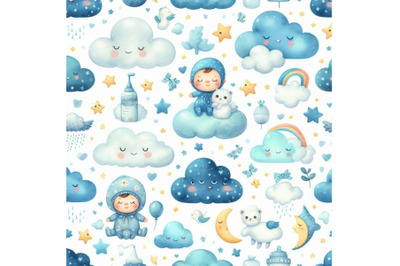 A bundle of Cute baby seamless pattern with