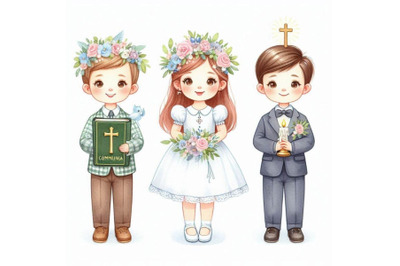 A bundle of First Communion for Kids. Vector