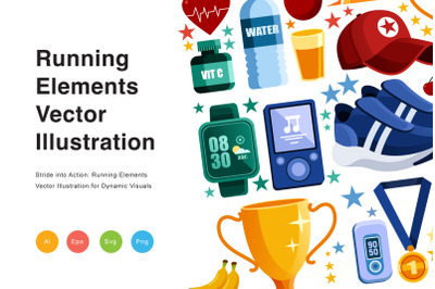 Running Elements Vector Illustration