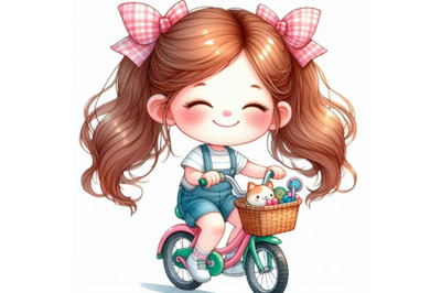 A bundle of Happy cute kid girl riding bike sm