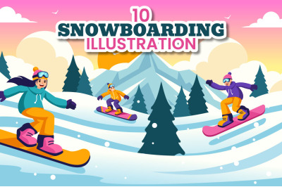 10 Snowboarding Illustration