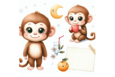 A bundle of Cute monkey cartoon