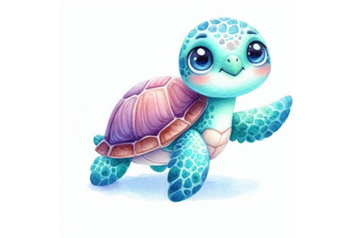 A bundle of Cute sea turtle cartoon. Funny a