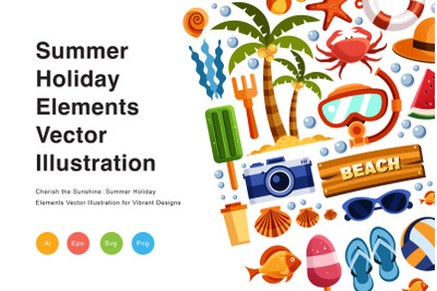 Summer Holiday Elements Vector Illustration