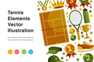 Tennis Elements Vector Illustration