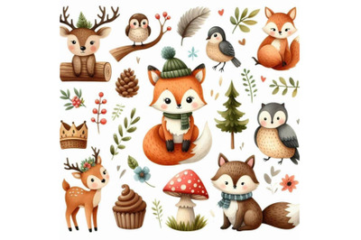 A bundle of Cute Woodland Forest Animal Ve