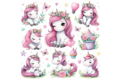 A bundle of Cute Cartoon Unicorns